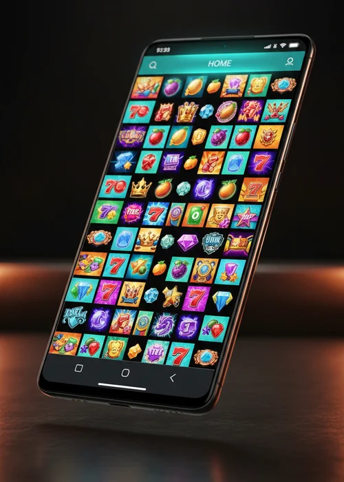 Mobiele interface van 911 Casino met een PWA icoon op het startscherm en actieve slots, demonstrerend de mobile-first ervaring en snelle toegang tot 7200+ spellen.