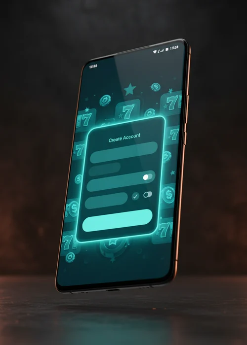 Screenshot van het registratieformulier van 911 Casino op een mobiele telefoon met lege invulvelden voor e-mail en wachtwoord